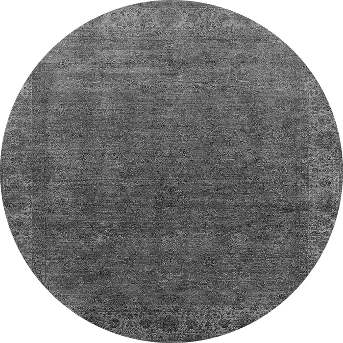 Round Oriental Gray Industrial Rug, urb1589gry