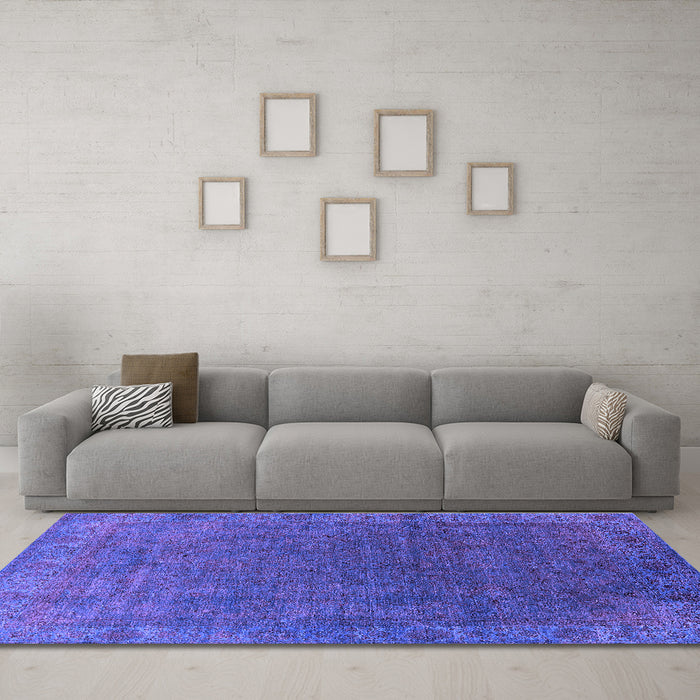Machine Washable Oriental Purple Industrial Area Rugs in a Living Room, wshurb1589pur