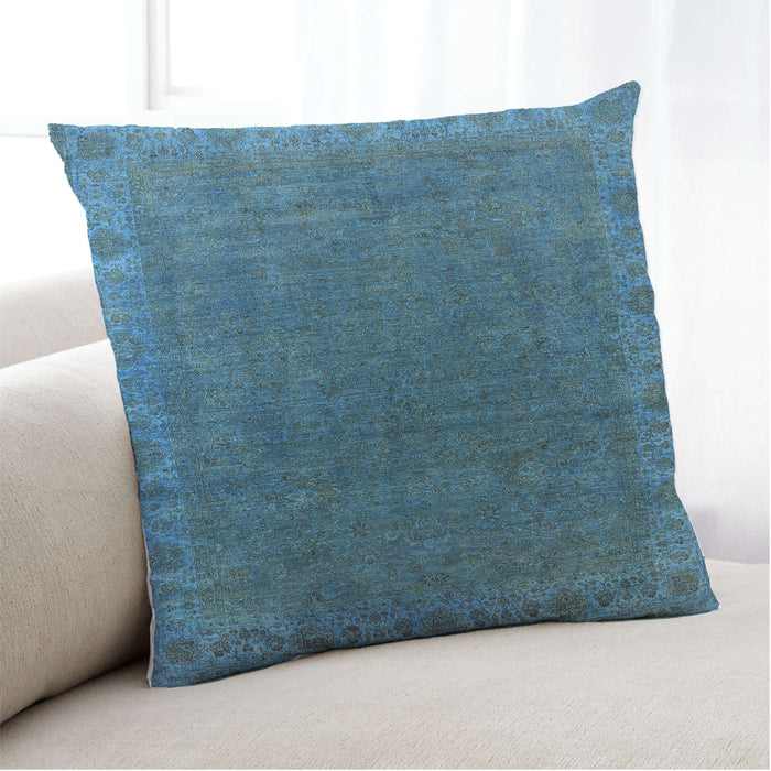 Lifestyle Image of Mid-Century Modern Urban Square Blue Ivy Blue Throw Pillow, 18 inch by 18 inch, pwurb1589