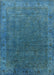 Machine Washable Industrial Modern Blue Ivy Blue Rug, wshurb1589