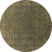 Round Oriental Brown Industrial Rug, urb1589brn