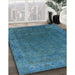 Mid-Century Modern Blue Ivy Blue Oriental Rug in Family Room, urb1589