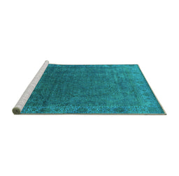 Sideview of Machine Washable Oriental Turquoise Industrial Area Rugs, wshurb1589turq