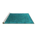 Sideview of Machine Washable Oriental Turquoise Industrial Area Rugs, wshurb1589turq