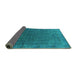 Sideview of Oriental Turquoise Industrial Rug, urb1589turq