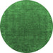 Round Oriental Emerald Green Industrial Rug, urb1589emgrn