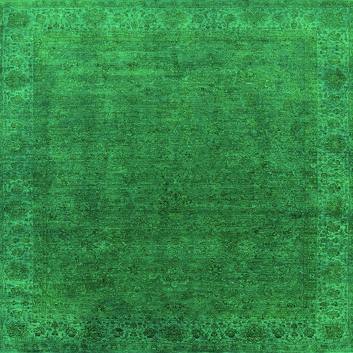 Square Oriental Green Industrial Rug, urb1589grn