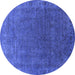 Round Oriental Blue Industrial Rug, urb1589blu