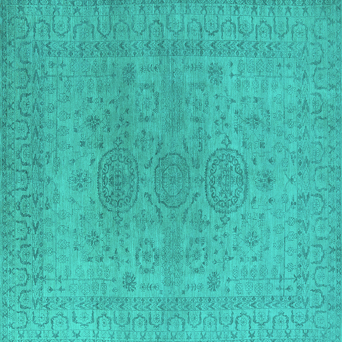 Square Oriental Turquoise Industrial Rug, urb1590turq