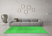 Machine Washable Oriental Green Industrial Area Rugs in a Living Room,, wshurb1590grn