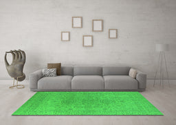 Machine Washable Oriental Green Industrial Area Rugs in a Living Room,, wshurb1590grn