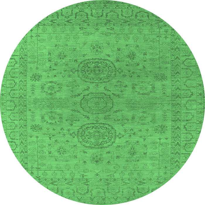 Round Oriental Emerald Green Industrial Rug, urb1590emgrn