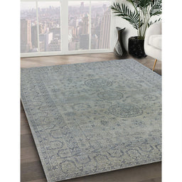 Mid-Century Modern Gray Oriental Rug in Family Room, urb1590