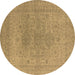 Round Oriental Brown Industrial Rug, urb1590brn