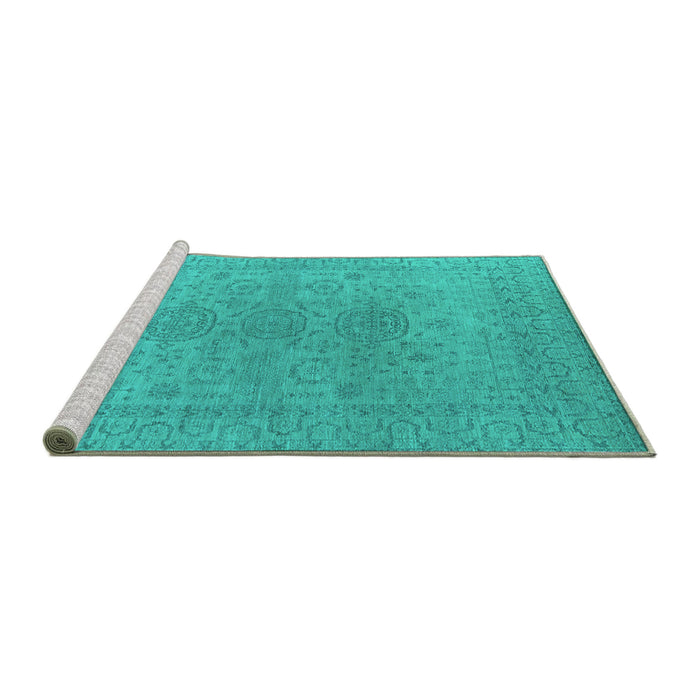 Sideview of Machine Washable Oriental Turquoise Industrial Area Rugs, wshurb1590turq