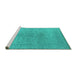 Sideview of Machine Washable Oriental Turquoise Industrial Area Rugs, wshurb1590turq