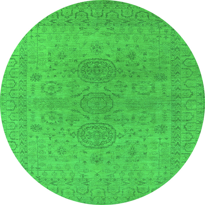 Round Oriental Green Industrial Rug, urb1590grn