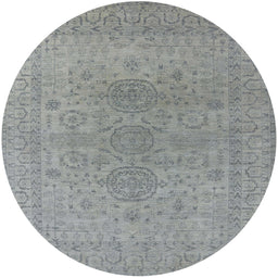 Round Mid-Century Modern Gray Oriental Rug, urb1590