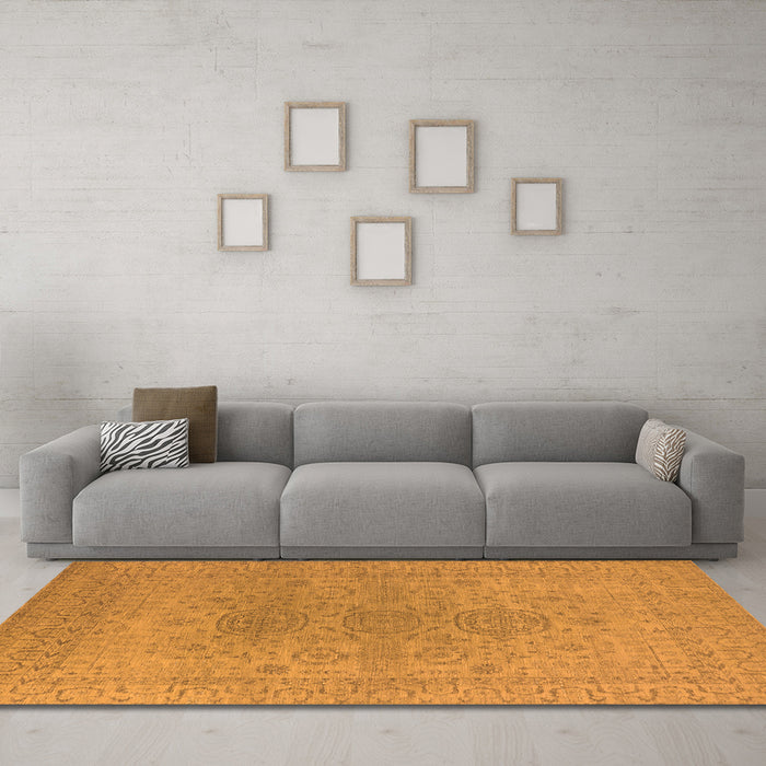 Machine Washable Oriental Orange Industrial Area Rugs in a Living Room, wshurb1590org