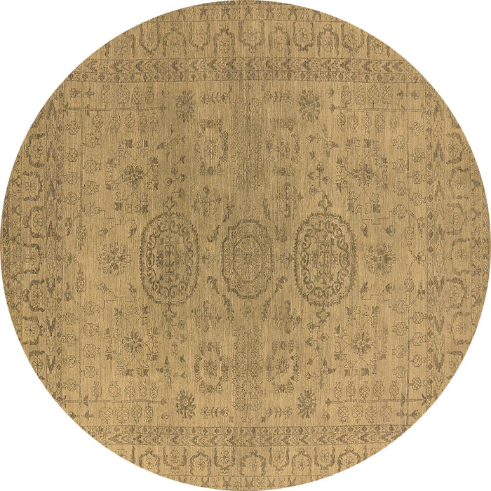 Round Machine Washable Oriental Brown Industrial Rug, wshurb1590brn