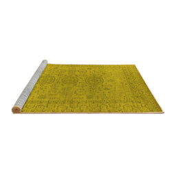 Sideview of Machine Washable Oriental Yellow Industrial Rug, wshurb1590yw