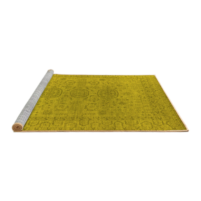 Sideview of Machine Washable Oriental Yellow Industrial Rug, wshurb1590yw
