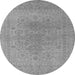 Round Oriental Gray Industrial Rug, urb1590gry