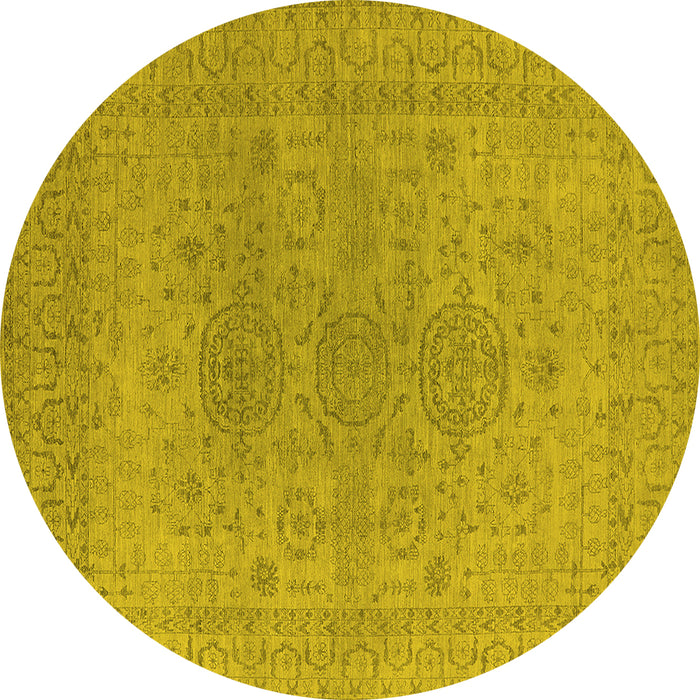 Round Oriental Yellow Industrial Rug, urb1590yw