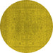 Round Oriental Yellow Industrial Rug, urb1590yw