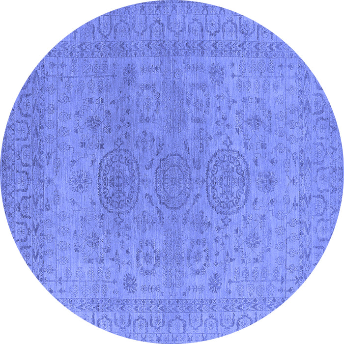 Round Oriental Blue Industrial Rug, urb1590blu