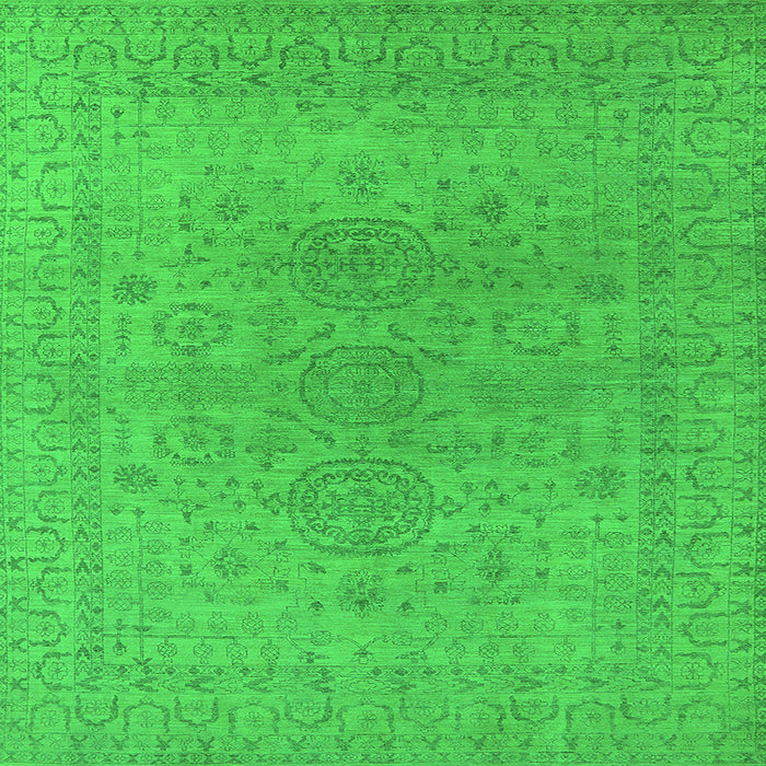 Square Machine Washable Oriental Green Industrial Area Rugs, wshurb1590grn