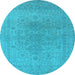 Round Oriental Light Blue Industrial Rug, urb1590lblu