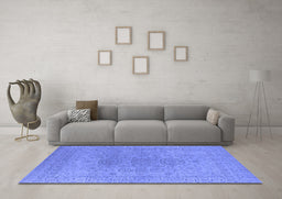 Machine Washable Oriental Blue Industrial Rug in a Living Room, wshurb1590blu