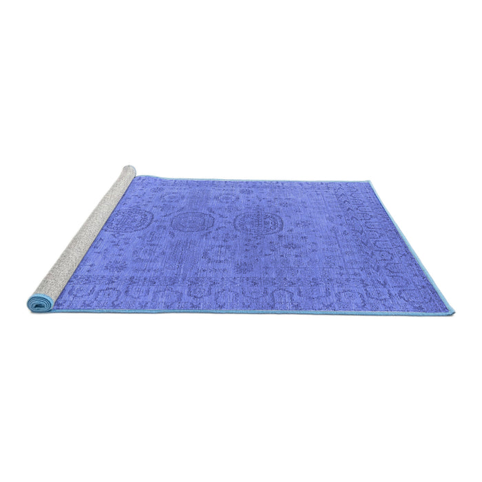 Sideview of Machine Washable Oriental Blue Industrial Rug, wshurb1590blu