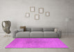 Machine Washable Oriental Pink Industrial Rug in a Living Room, wshurb1590pnk