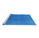 Sideview of Machine Washable Industrial Modern Neon Blue Rug, wshurb1591