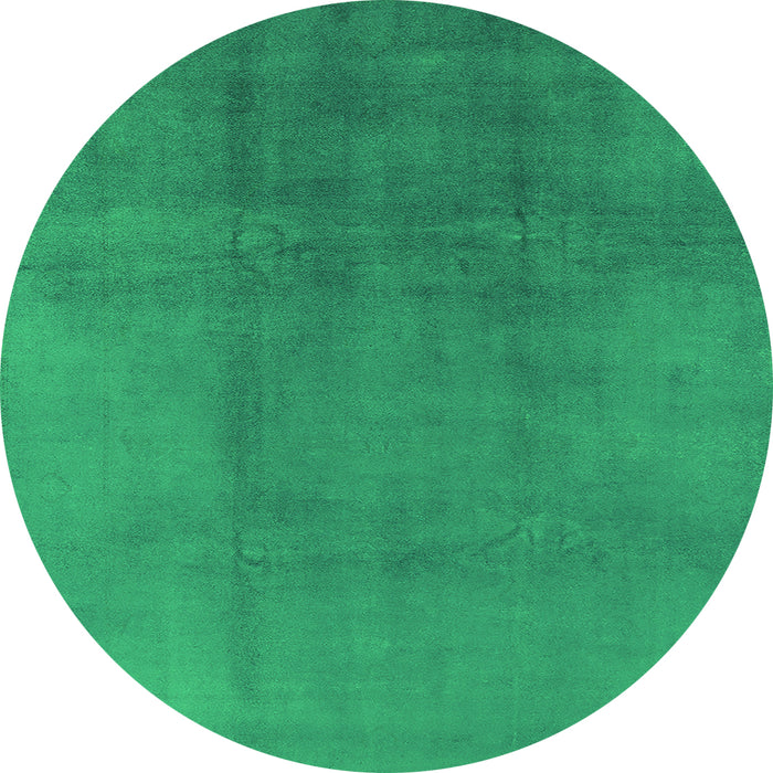 Round Machine Washable Oriental Green Industrial Area Rugs, wshurb1591grn