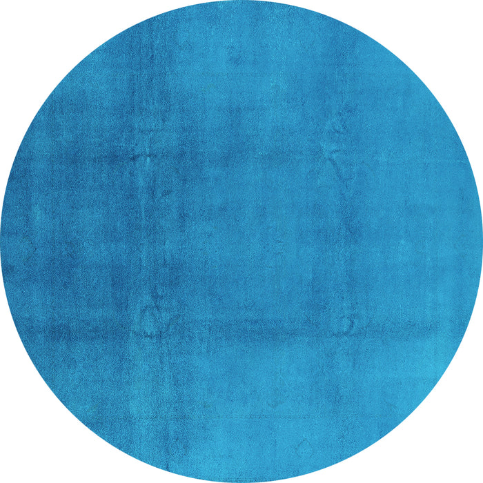Round Oriental Turquoise Industrial Rug, urb1591turq