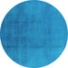 Round Oriental Turquoise Industrial Rug, urb1591turq