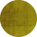 Round Oriental Yellow Industrial Rug, urb1591yw