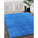 Mid-Century Modern Neon Blue Oriental Rug in Family Room, urb1591