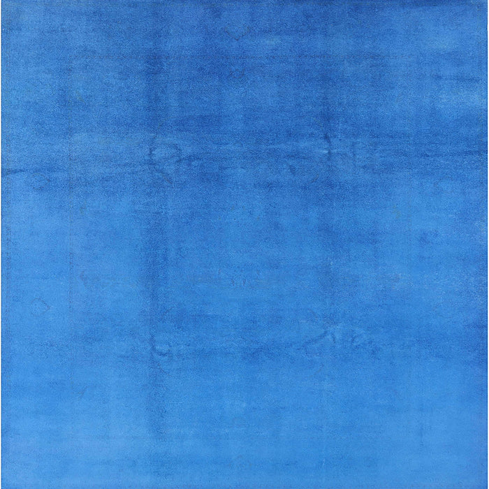 Square Mid-Century Modern Neon Blue Oriental Rug, urb1591