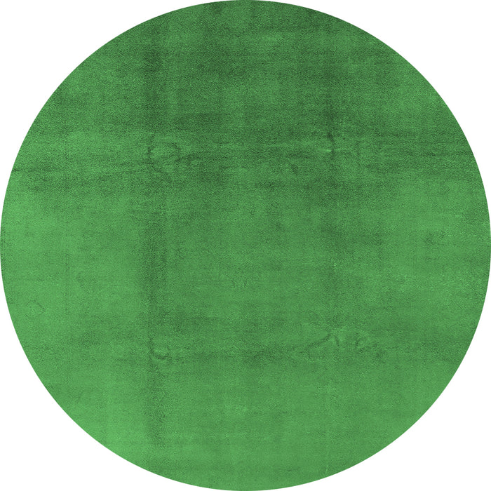 Round Oriental Emerald Green Industrial Rug, urb1591emgrn