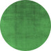 Round Oriental Emerald Green Industrial Rug, urb1591emgrn