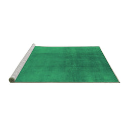 Sideview of Machine Washable Oriental Green Industrial Area Rugs, wshurb1591grn