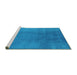 Sideview of Machine Washable Oriental Turquoise Industrial Area Rugs, wshurb1591turq