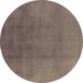 Round Oriental Brown Industrial Rug, urb1591brn