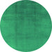 Round Oriental Green Industrial Rug, urb1591grn