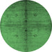 Round Oriental Emerald Green Industrial Rug, urb1592emgrn