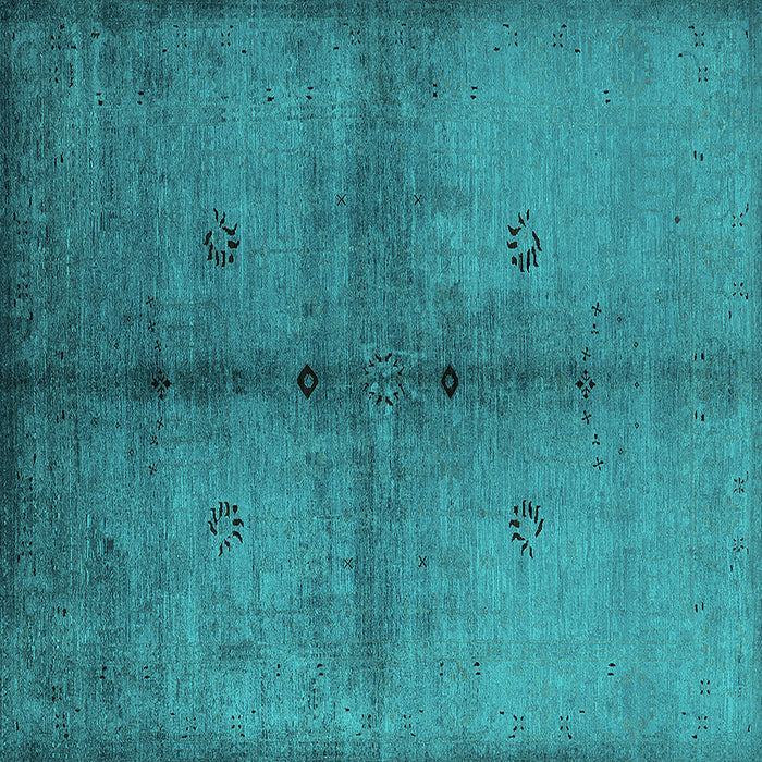 Square Oriental Turquoise Industrial Rug, urb1592turq